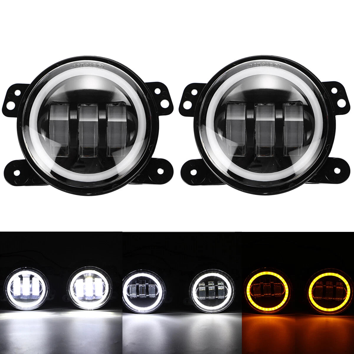 4 Inch LED Fog Light Driving Lamp for Jeep Wrangler JK TJ Grand Cherokee (2007–2018)