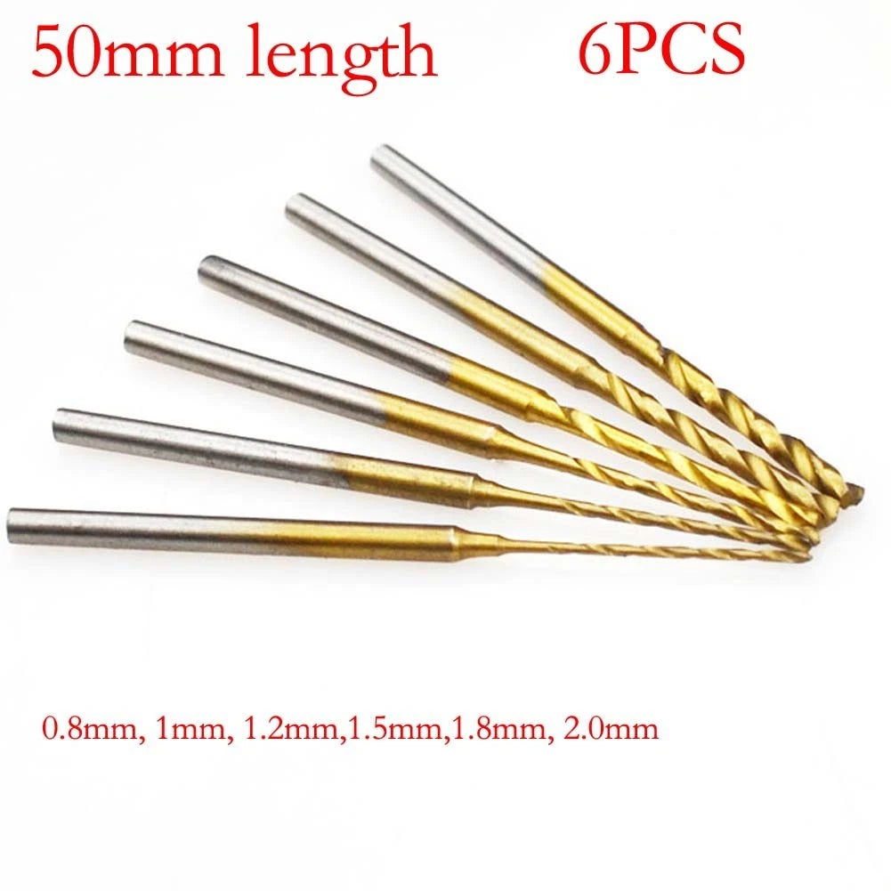 6PCS HSS Tiny Drill Bits 0.8mm 1.5mm 2.0mm for Wood Engraving