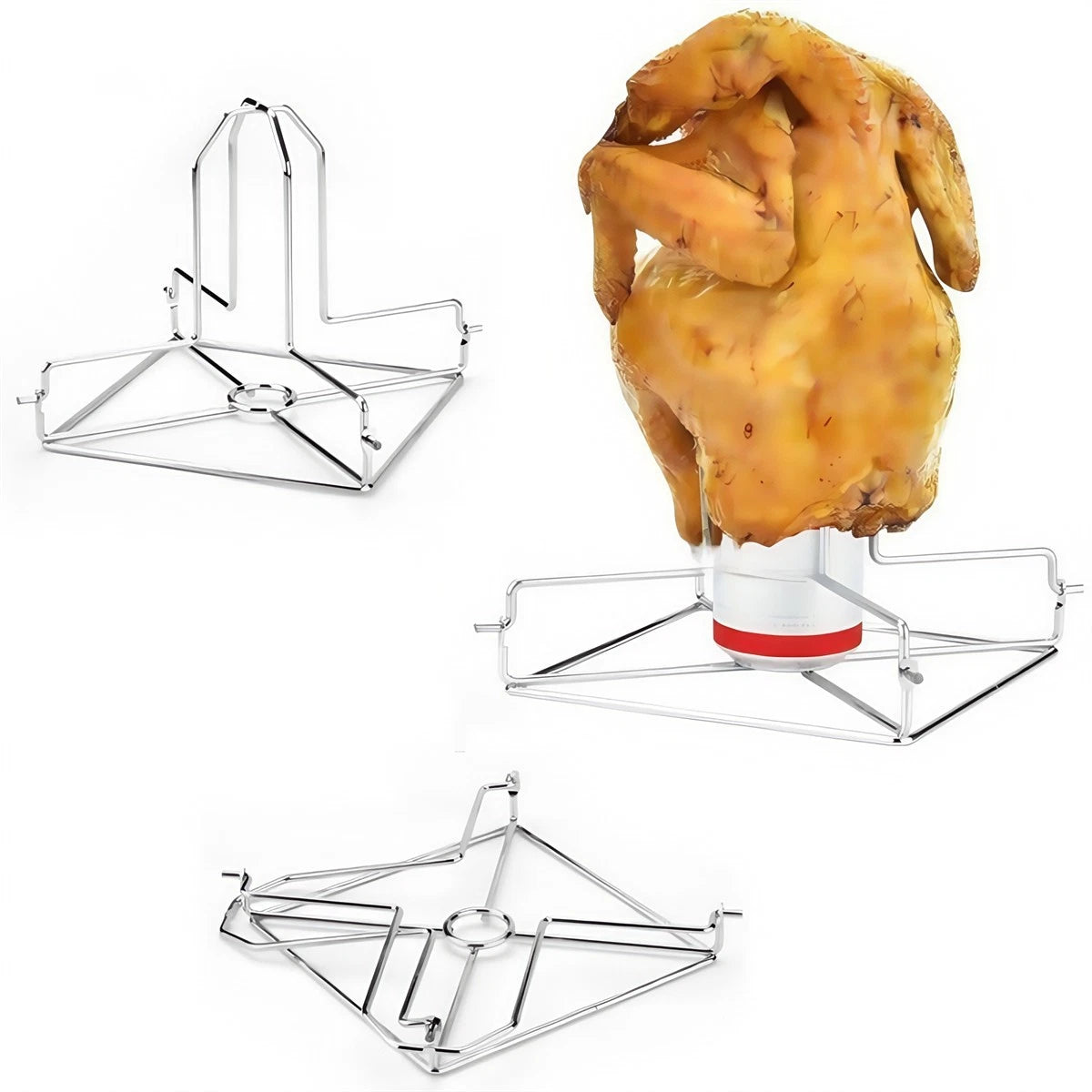 Foldable Chicken Roasting Rack for Outdoor Cooking