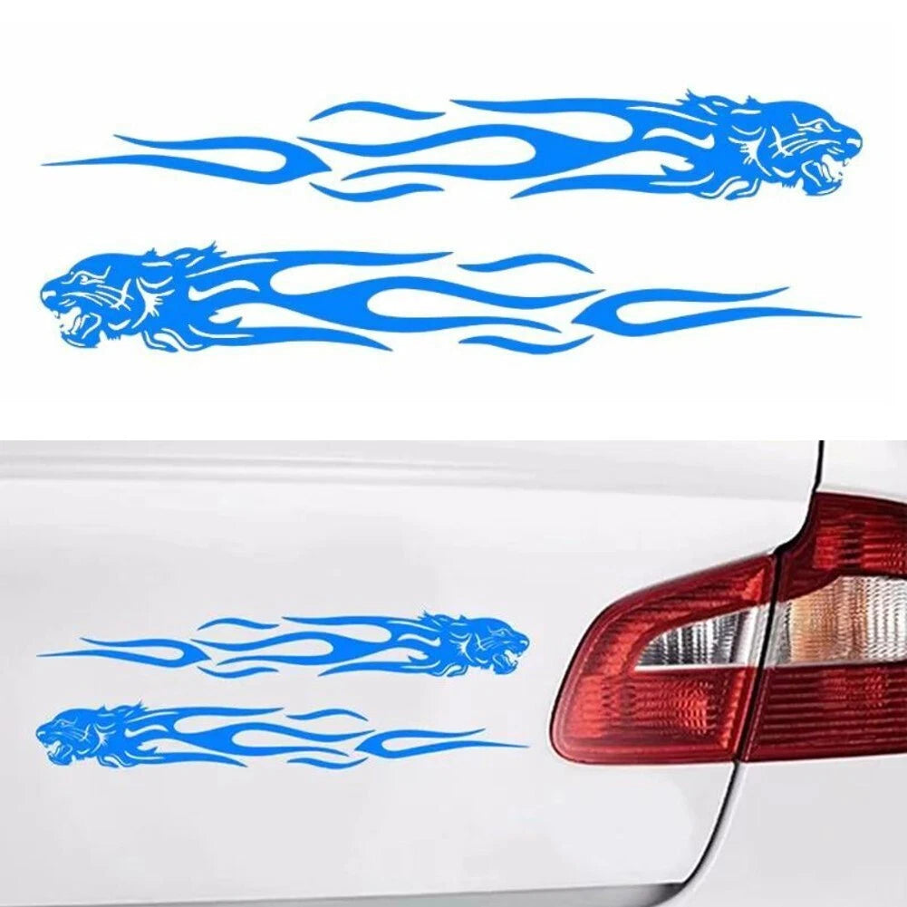 Set of 2 Reflective Flame Totem Car Stickers for Motorcycles