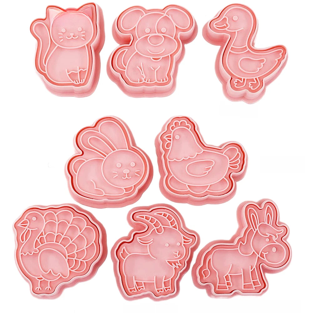 8 Piece Farm Animal Cookie Cutters for Baking Tools