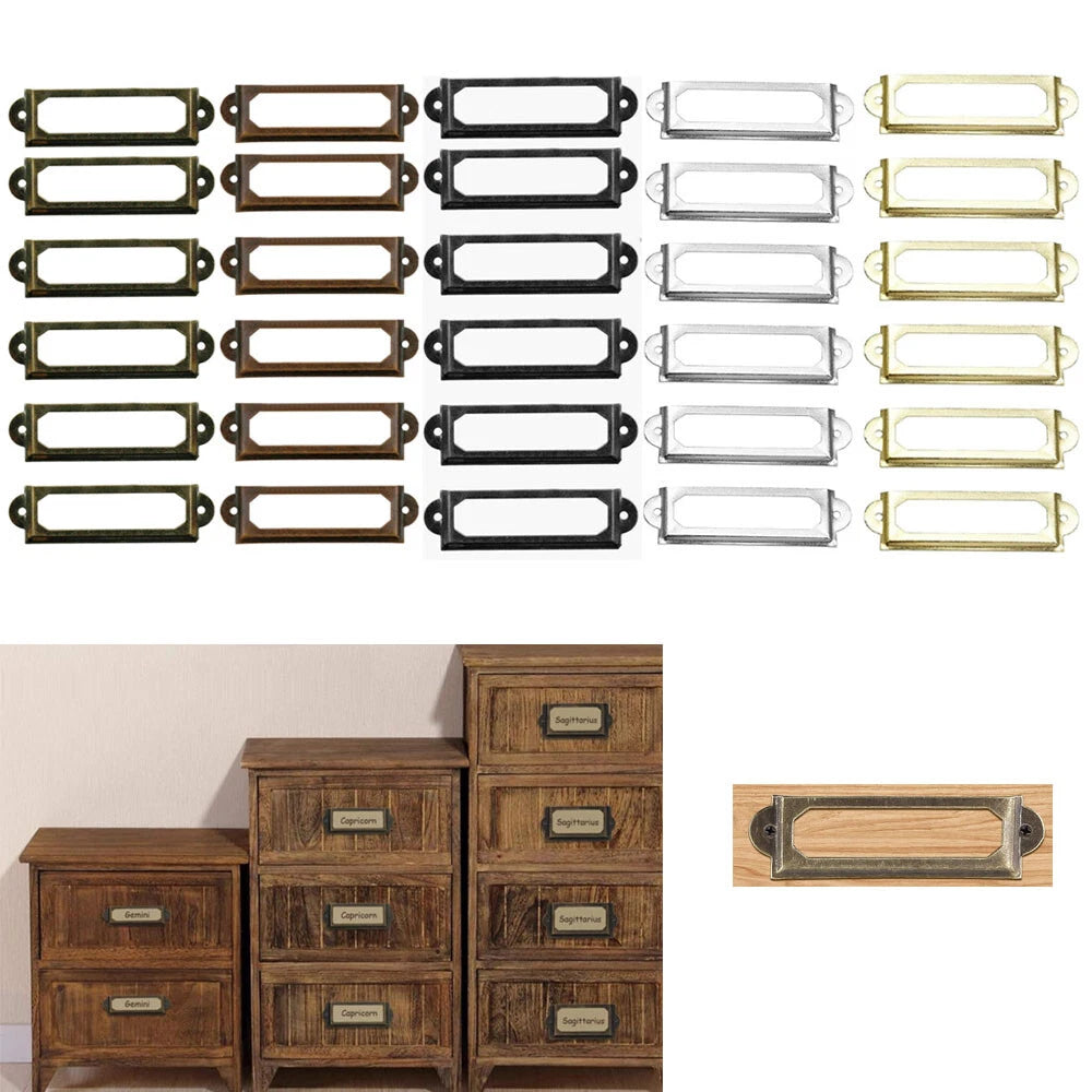 Set of 12 Metal Drawer Cabinet Label Pull Frame Handles for