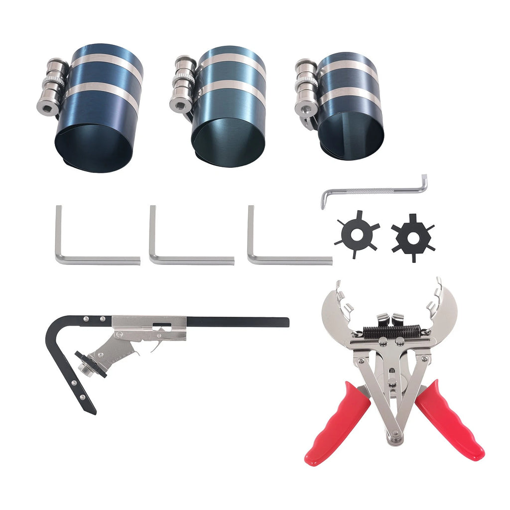 11 Piece Piston Ring Compressor Tool Set for Engine Service (53-175mm)