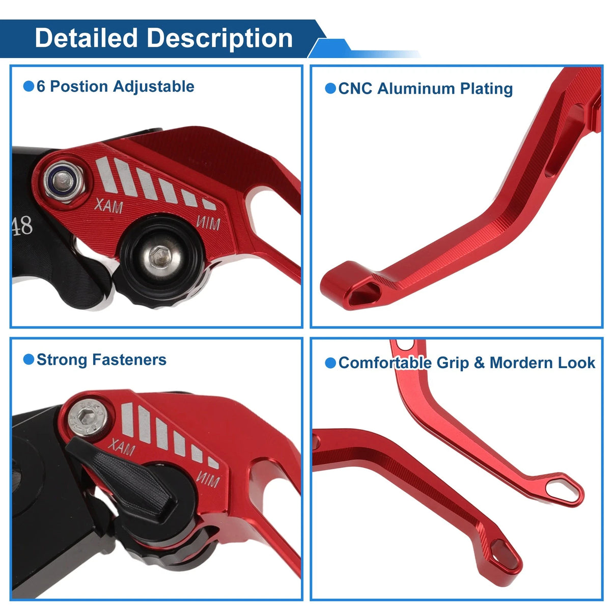 Short Brake Clutch Levers for Suzuki GSX-8S (2023–2025) Solid Red 1 Pair