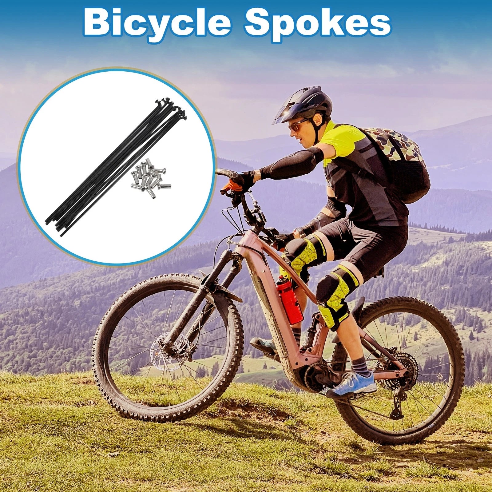 Bicycle Spokes Nipple Replacement Set 304 Stainless Steel for Universal (Black)