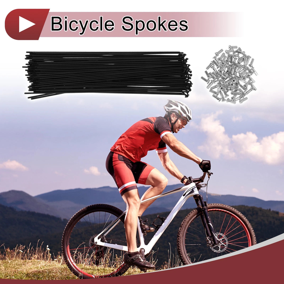 Bicycle Spoke Set 215mm Carbon Steel Black for 14G Wheels (2005–2015)
