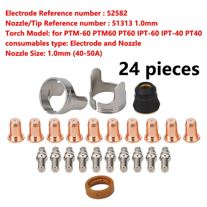 24pcs Plasma Nozzle Electrode for IPT 60 PT60 PTM60 Torch Kit