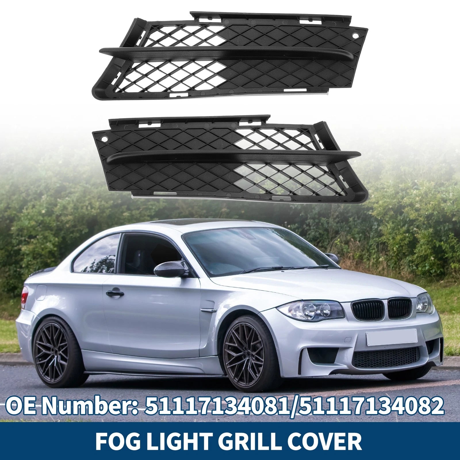 Pair Front Fog Light Grilles Replacement for BMW 3 Series (2012–2019)