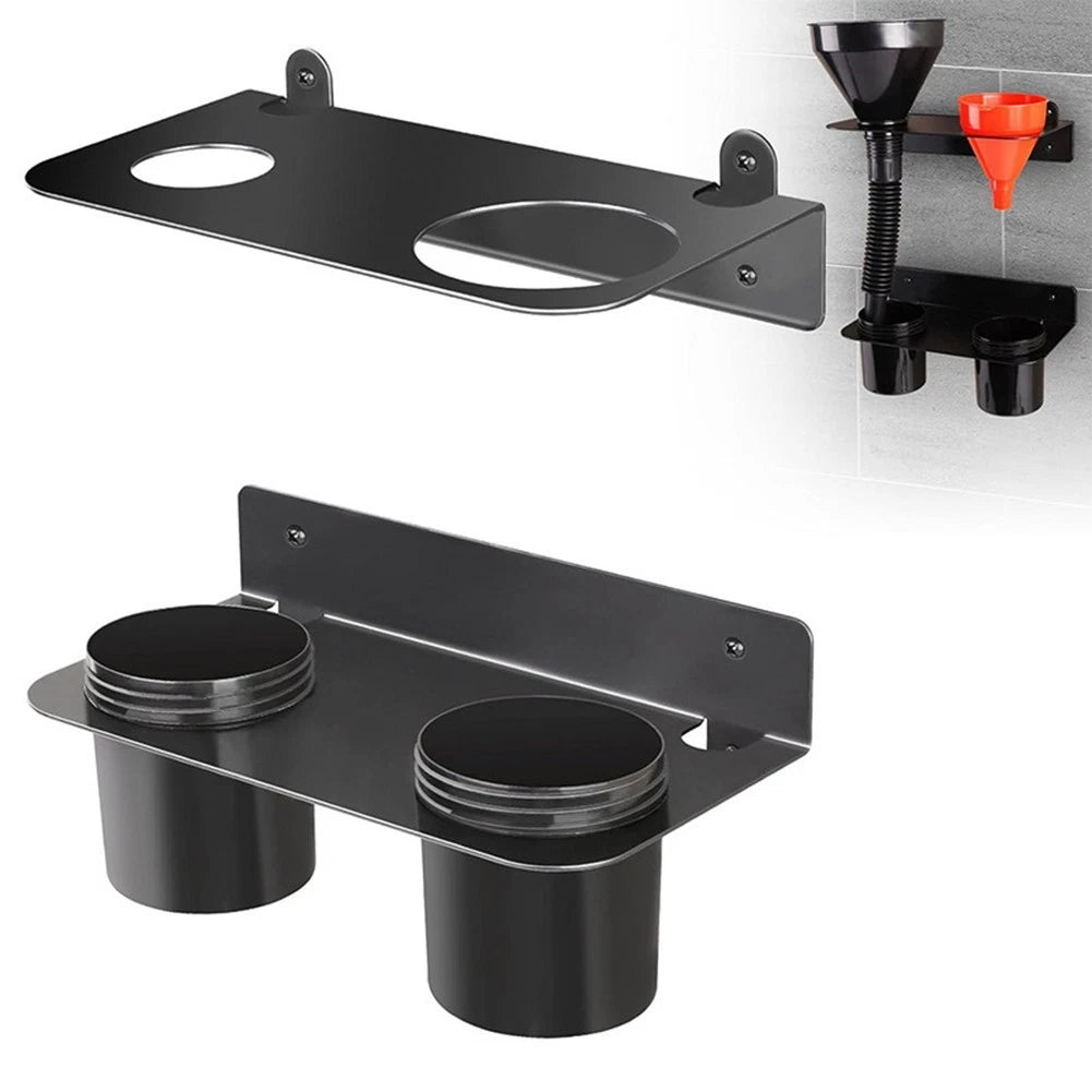 Funnel Holder for Wall Mount with 2 Drip Cups for Clean Workspace