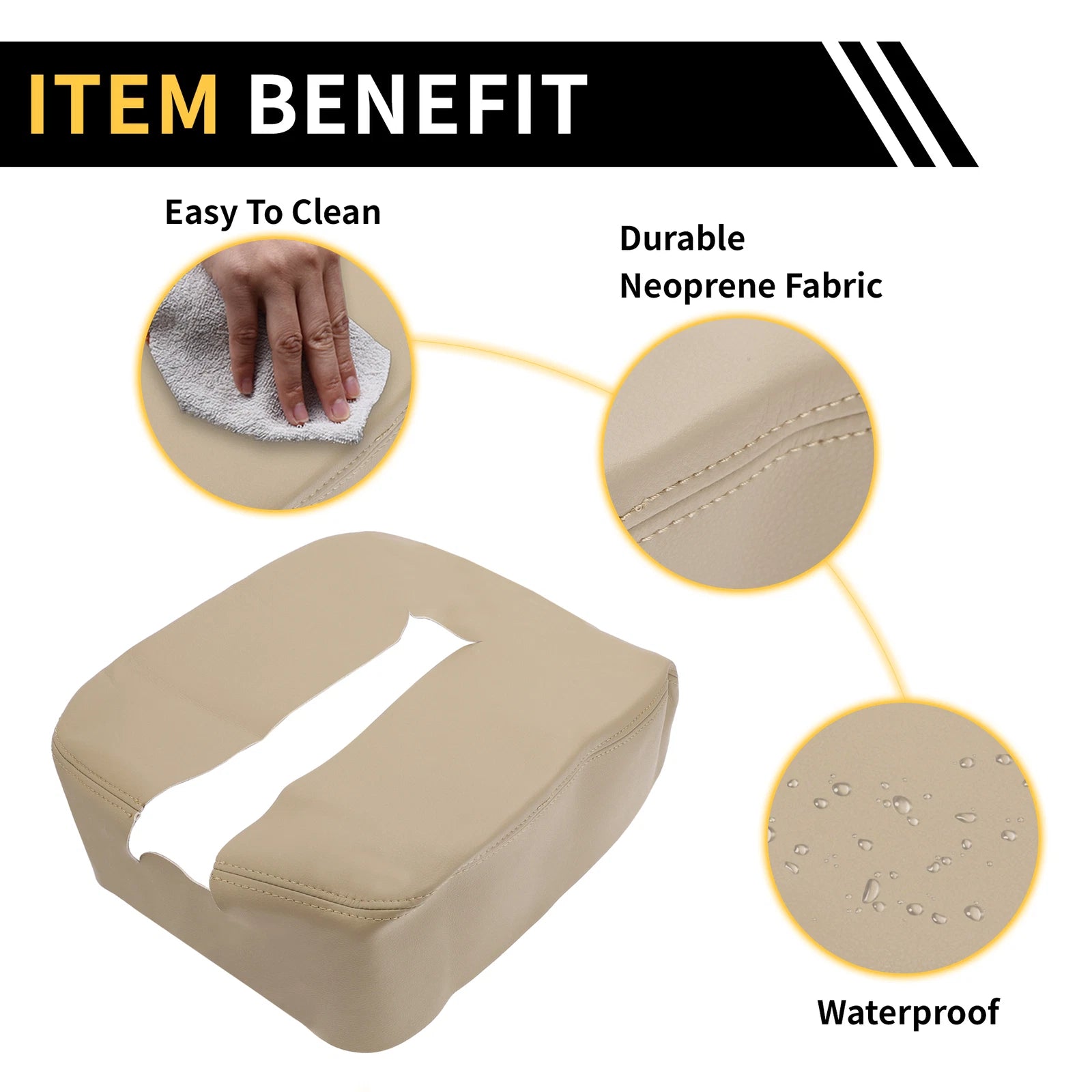 Center Console Cover for Chevrolet Silverado (Microfiber Leather, Beige)
