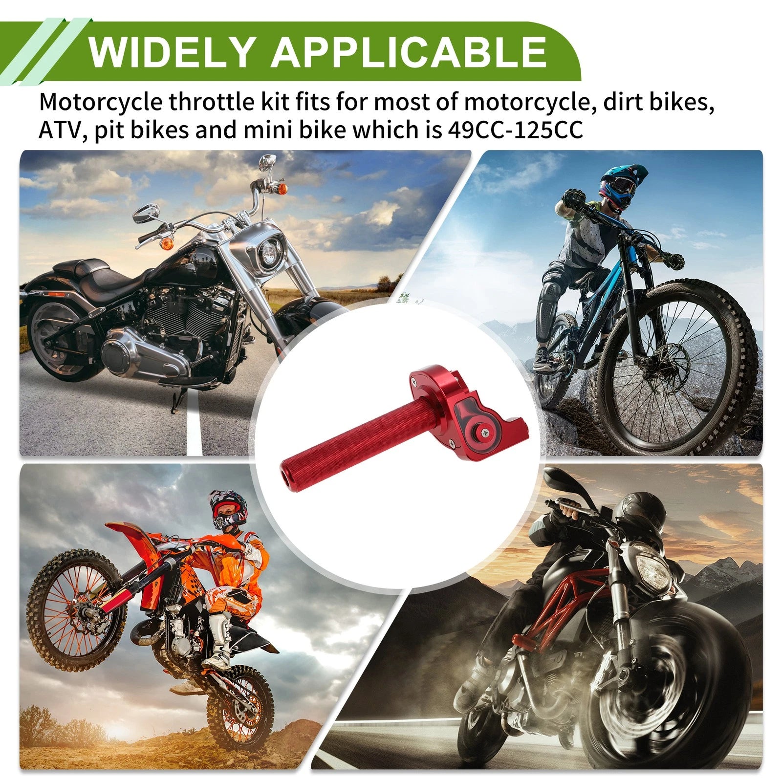 22mm Throttle Grip for Dirt Bikes Pit Bikes Mini Bikes (49CC-125CC) Red