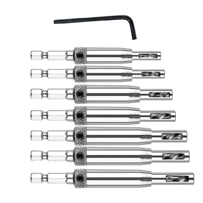7pcs 1/4in Hex Self Centering Hinge Hardware Drill Bit Set (5/64in)