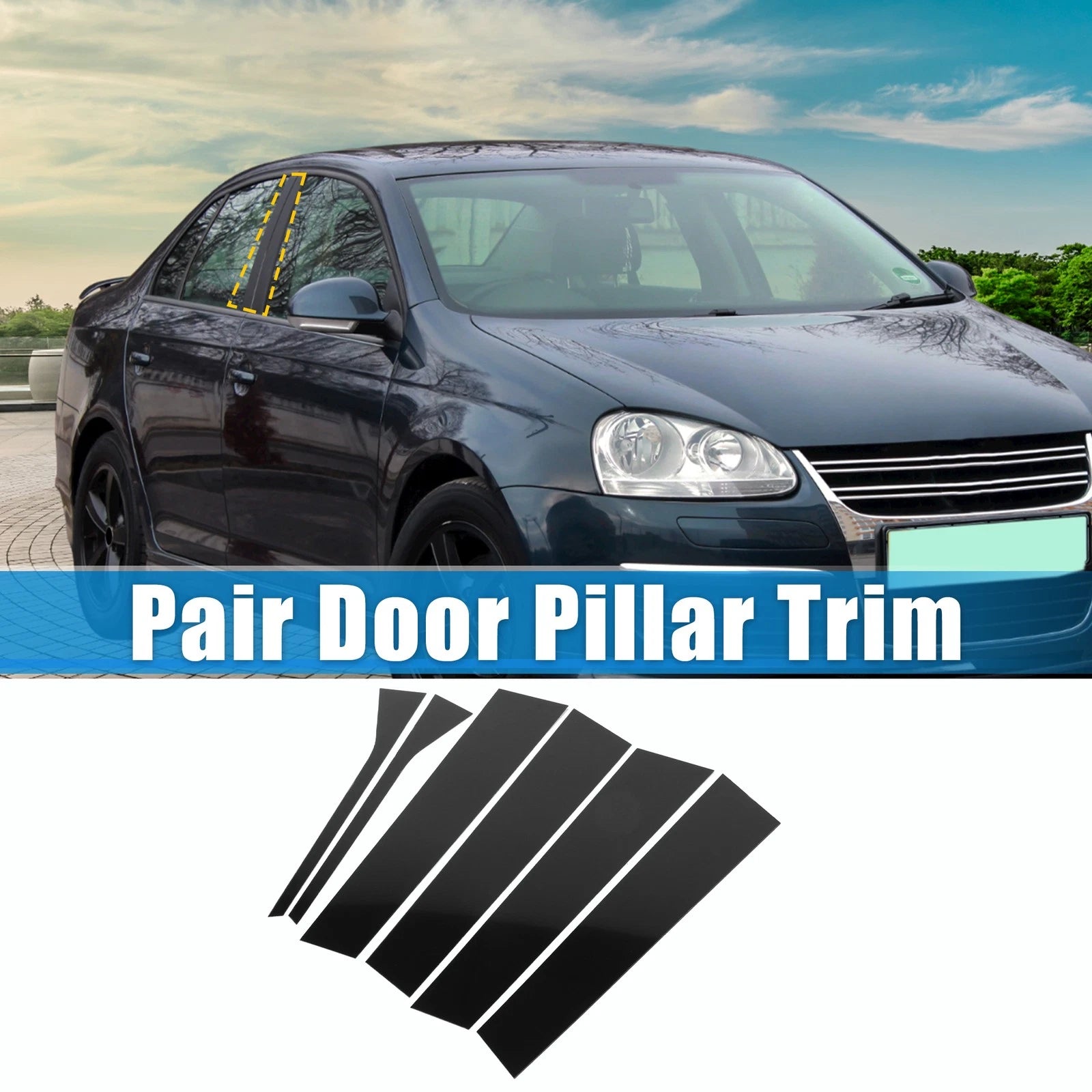 6Pc Windshield Pillar Trim Exterior Garnish for VW Jetta (2006–2010)