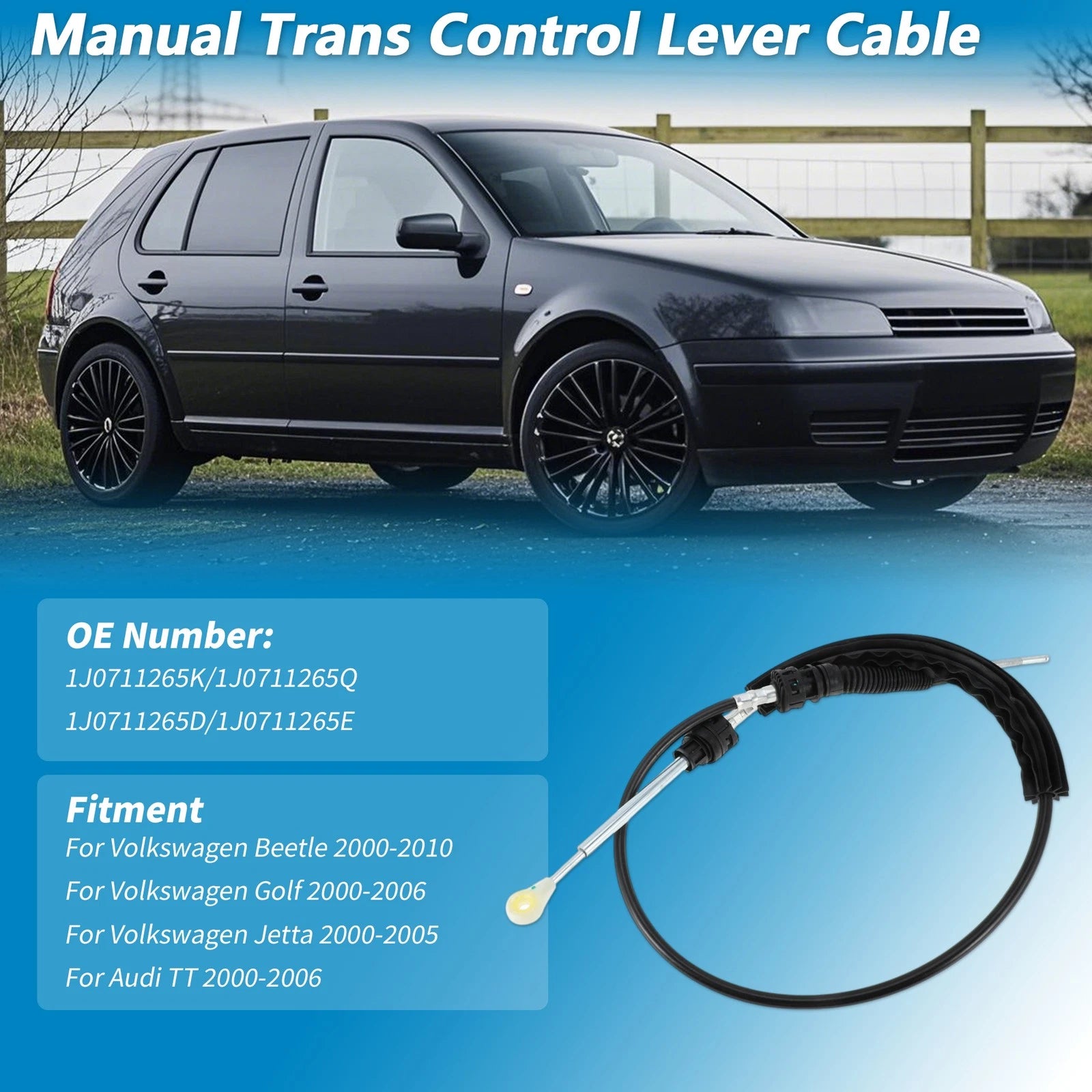 Manual Trans Gear Shifter Cable Replacement for Volkswagen Beetle Golf Jetta (1999–2010)