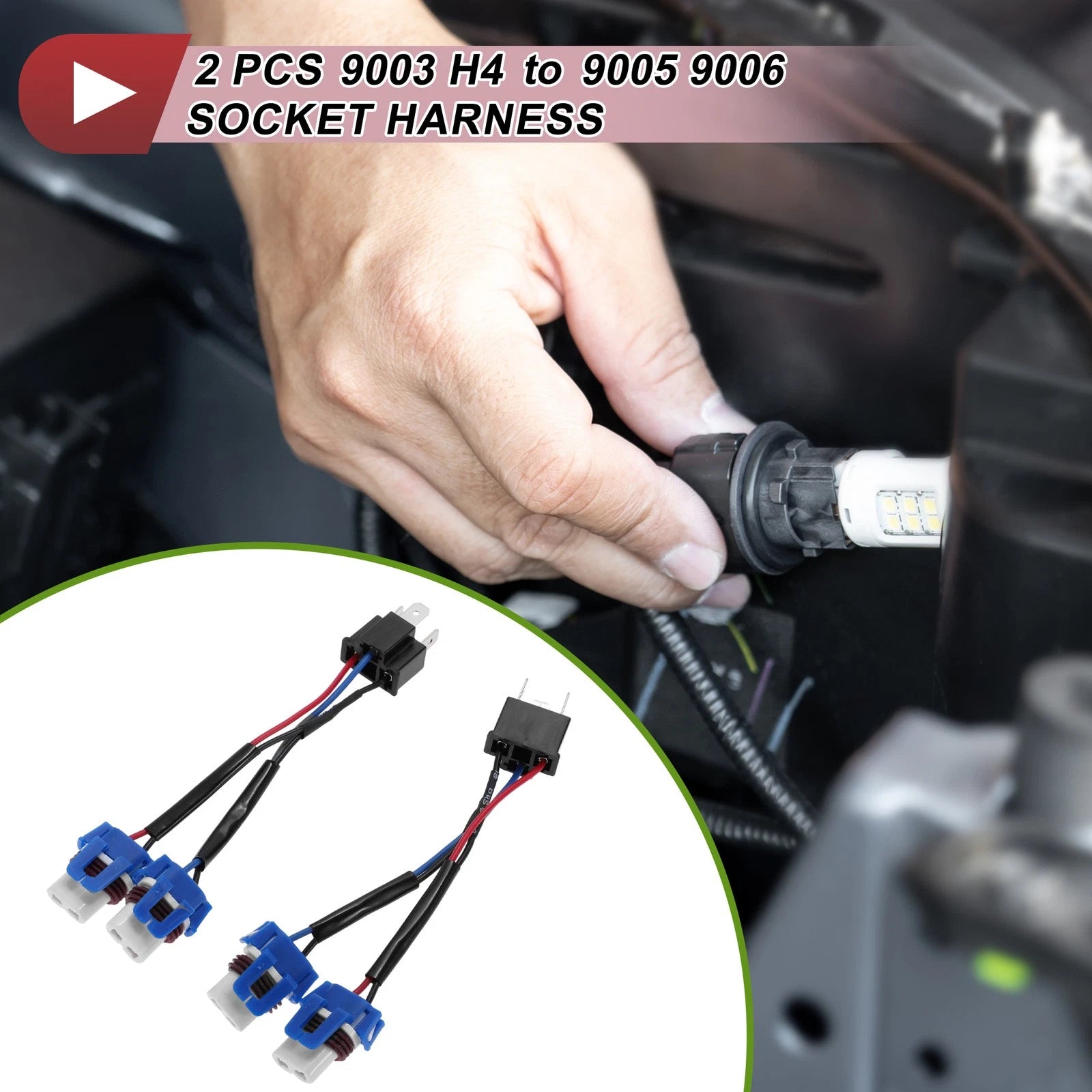 2X 9003 H4 Headlight Bulb Socket Holder Wiring Connector for
