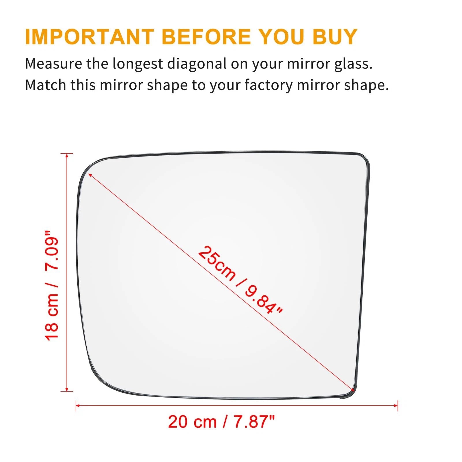 Heated Mirror Glass with Backing Right Side Replacement for Ram 1500 (2009–2024)
