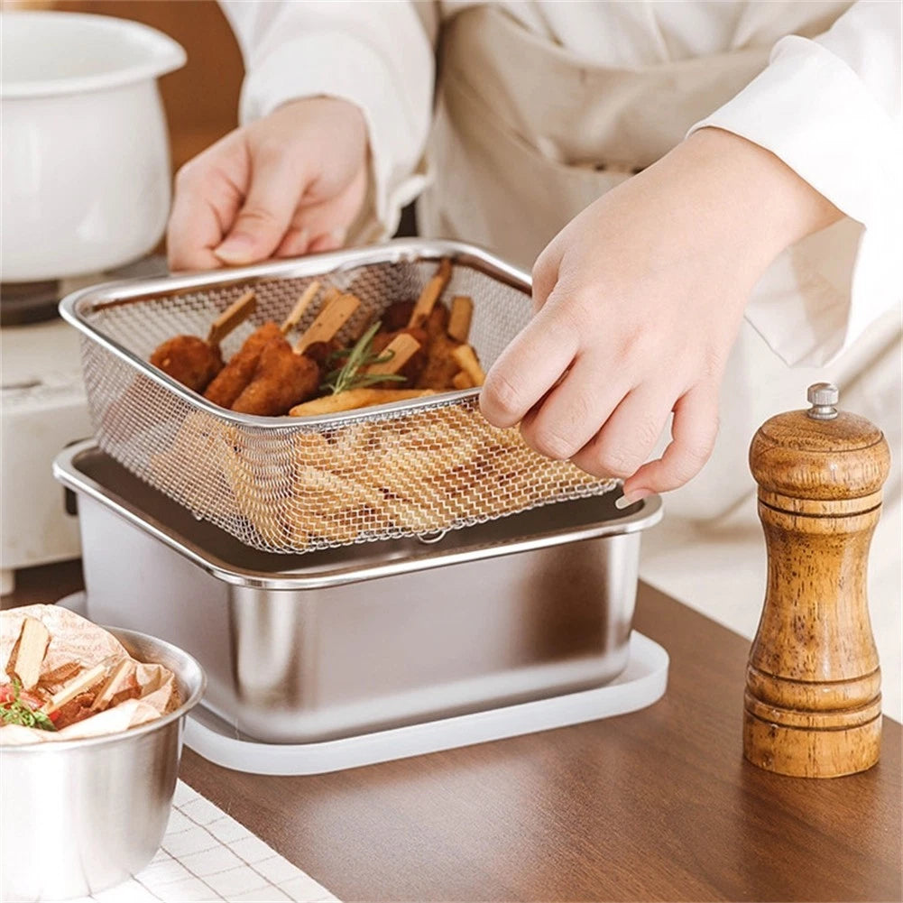 3 Pcs Stainless Steel Baking Pan Tray with Filter Basket for Storage