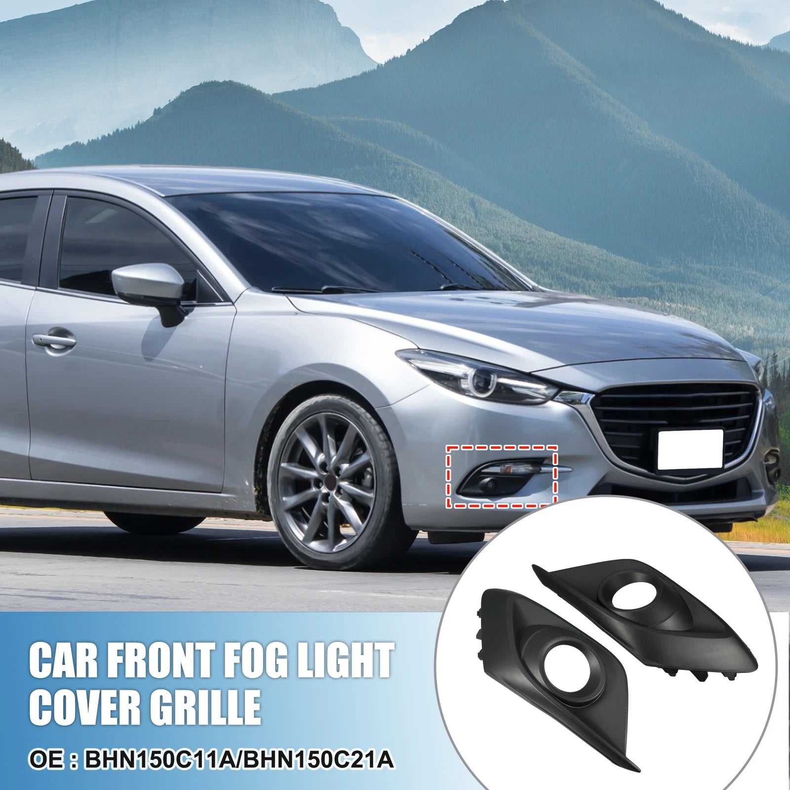 Front Fog Light Grille Cover Trim Pair for Mazda 3 (2014–2015)