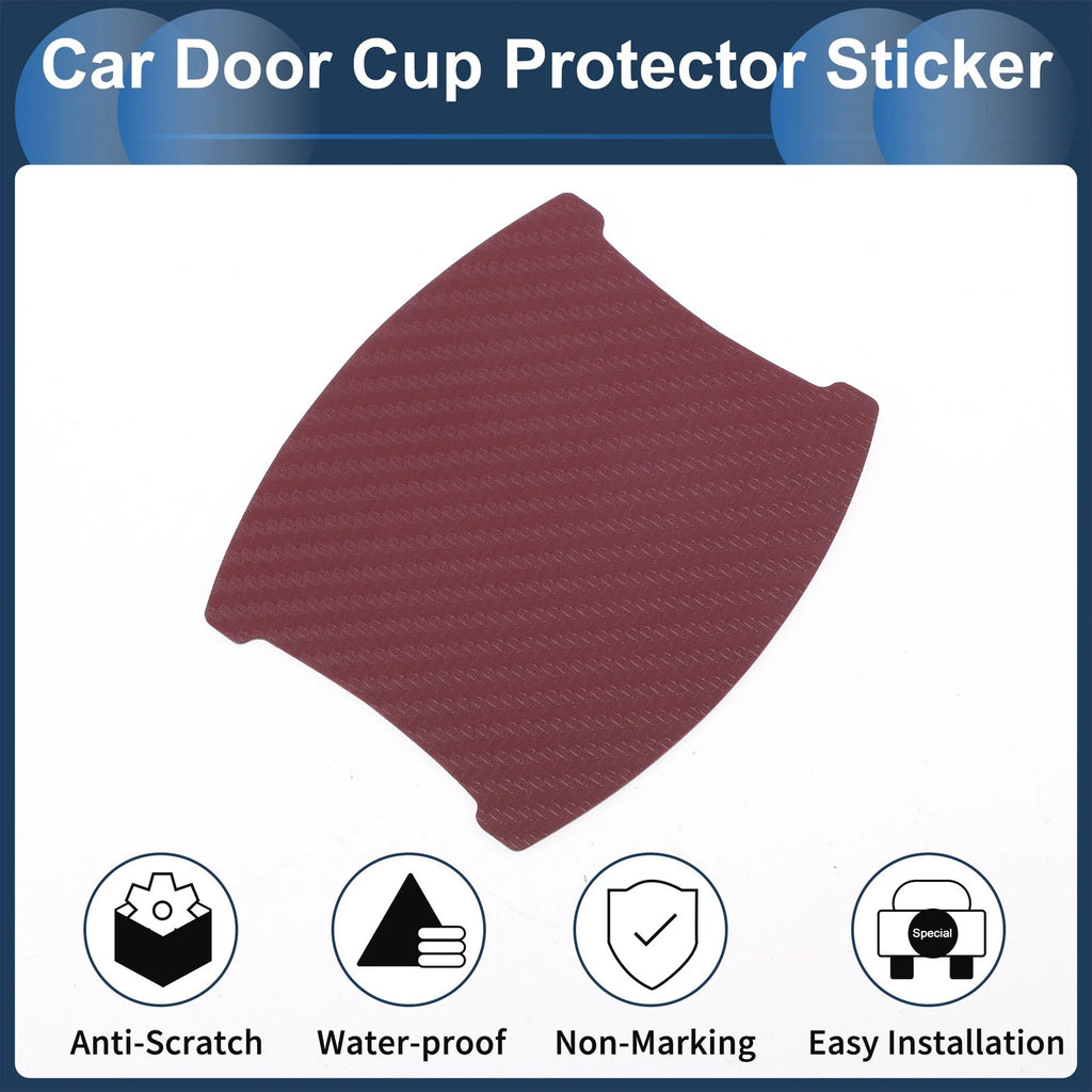 3D Car Door Handle Scratch Protector for (90x100mm, Wine Red)