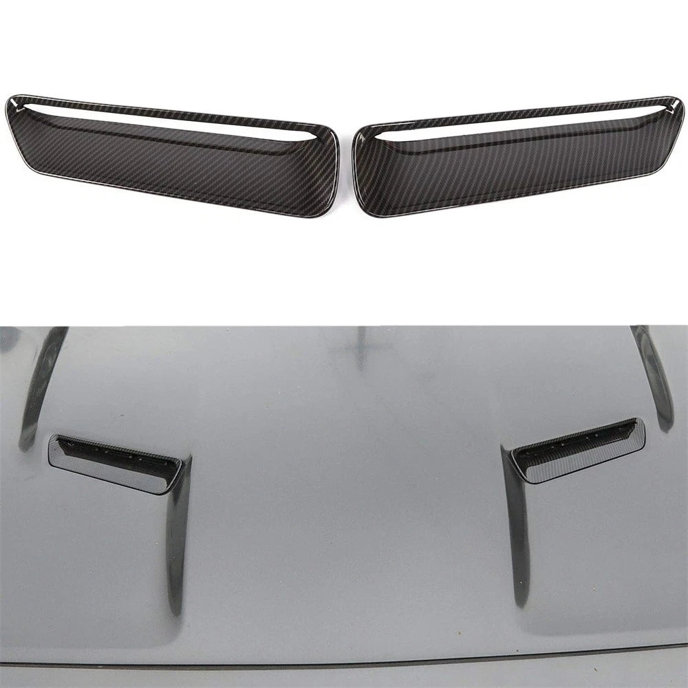 Carbon Fiber Look Engine Hood Air Vent Intlet Cover For Dodge Challenger 2015-22