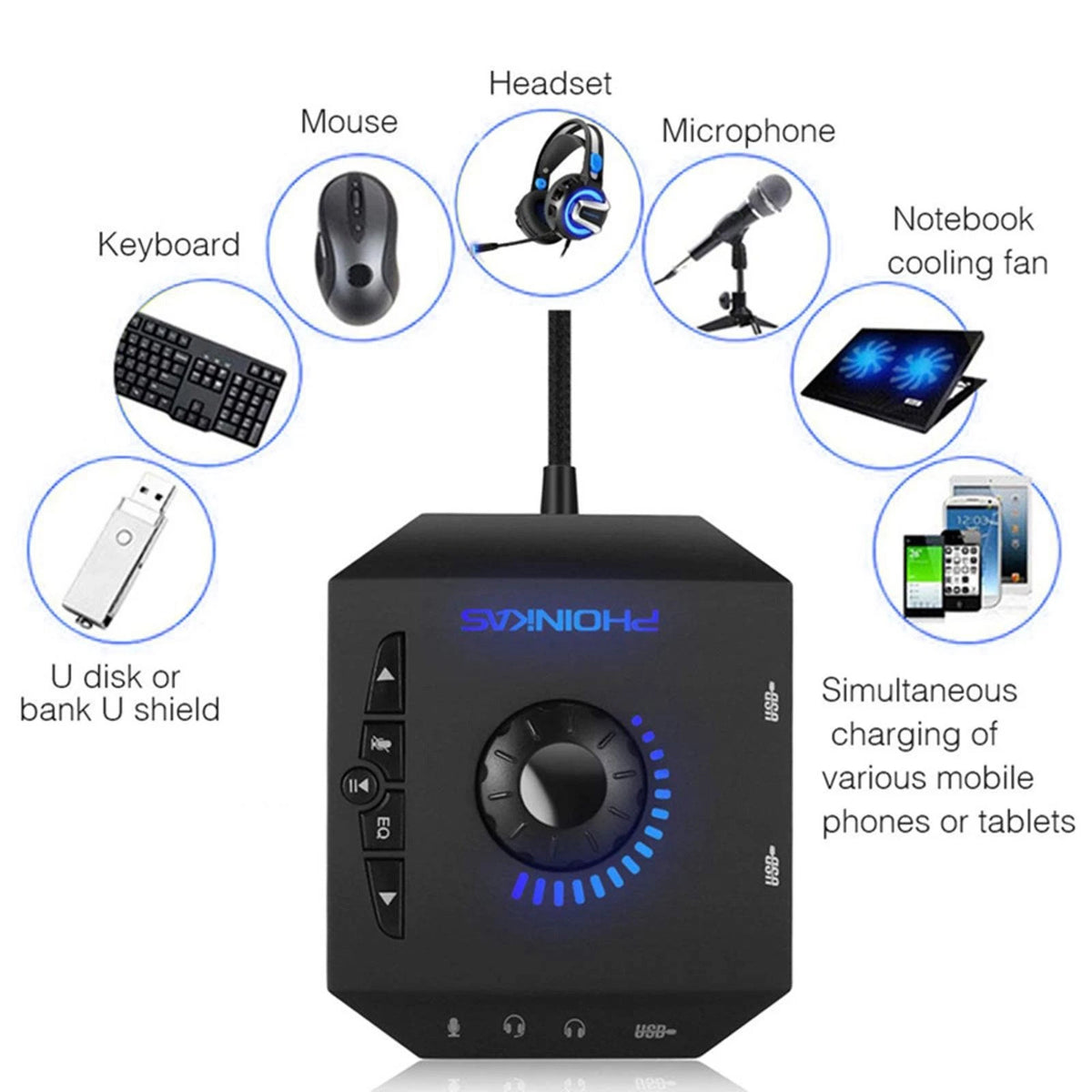 7.1 Channel USB Sound Card Audio Adapter for PC Laptop