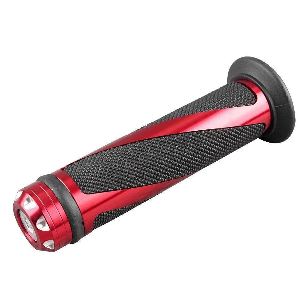 7/8" Gel Rubber Hand Grips for Motorcycle (Black & Red)