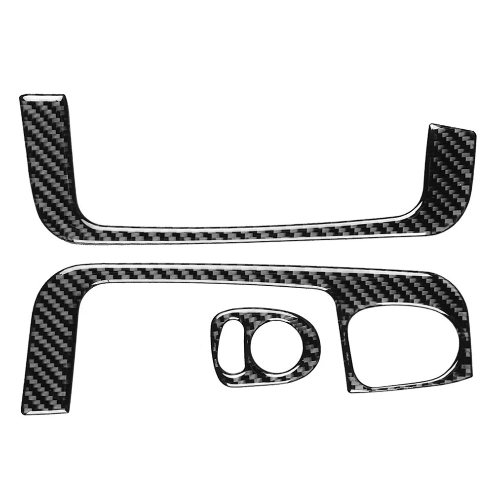 Black Carbon Fiber Interior Door Armrest Handle Trim for Fiat 500 (2012–2015)