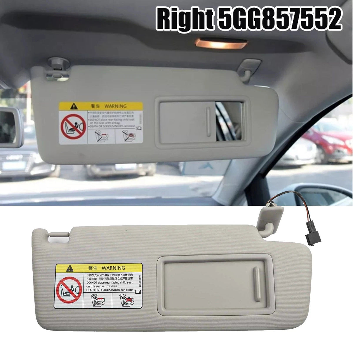 Sun Visor Panel W/Mirror for Golf MK7, Passat B8 (2015–2021)