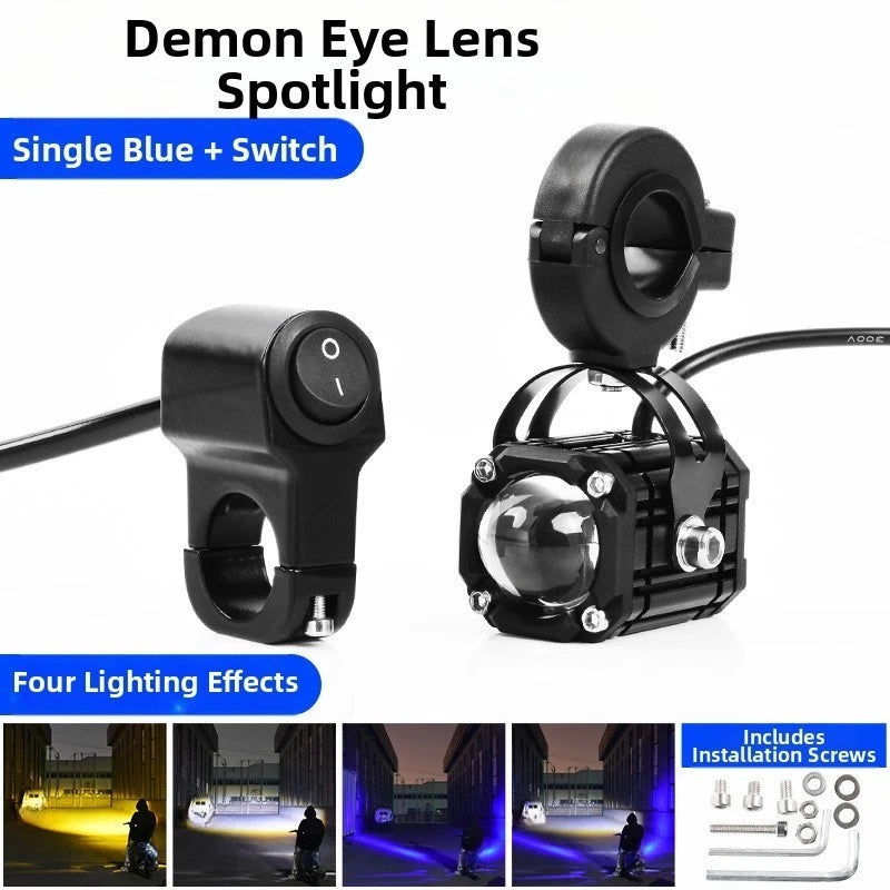 LED Devil Eye Motorcycle Spotlights with 4 Modes for Handlebars and Frames