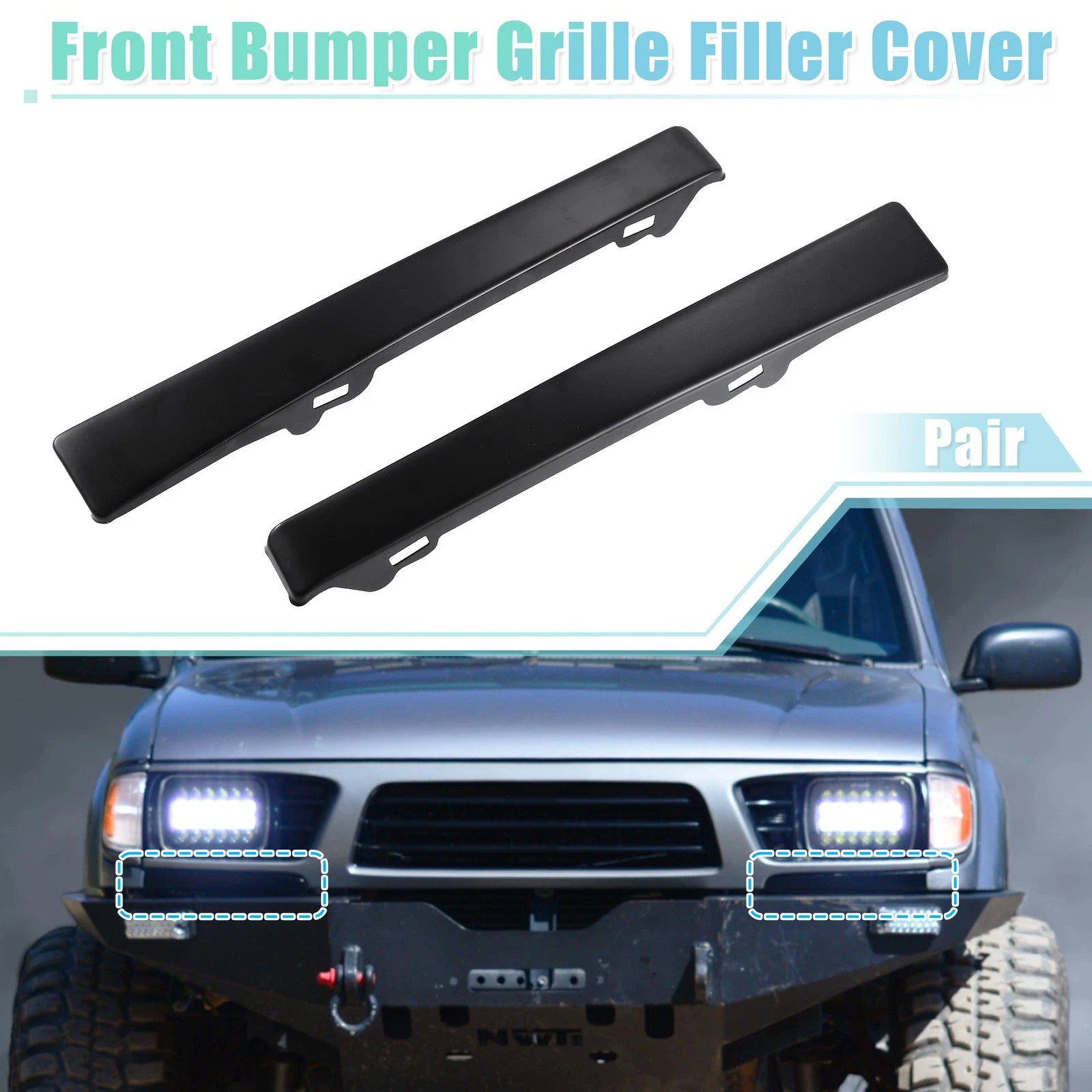 Front Headlight Bumper Grille Filler Pair for Toyota Land Cruiser (2008–2015)