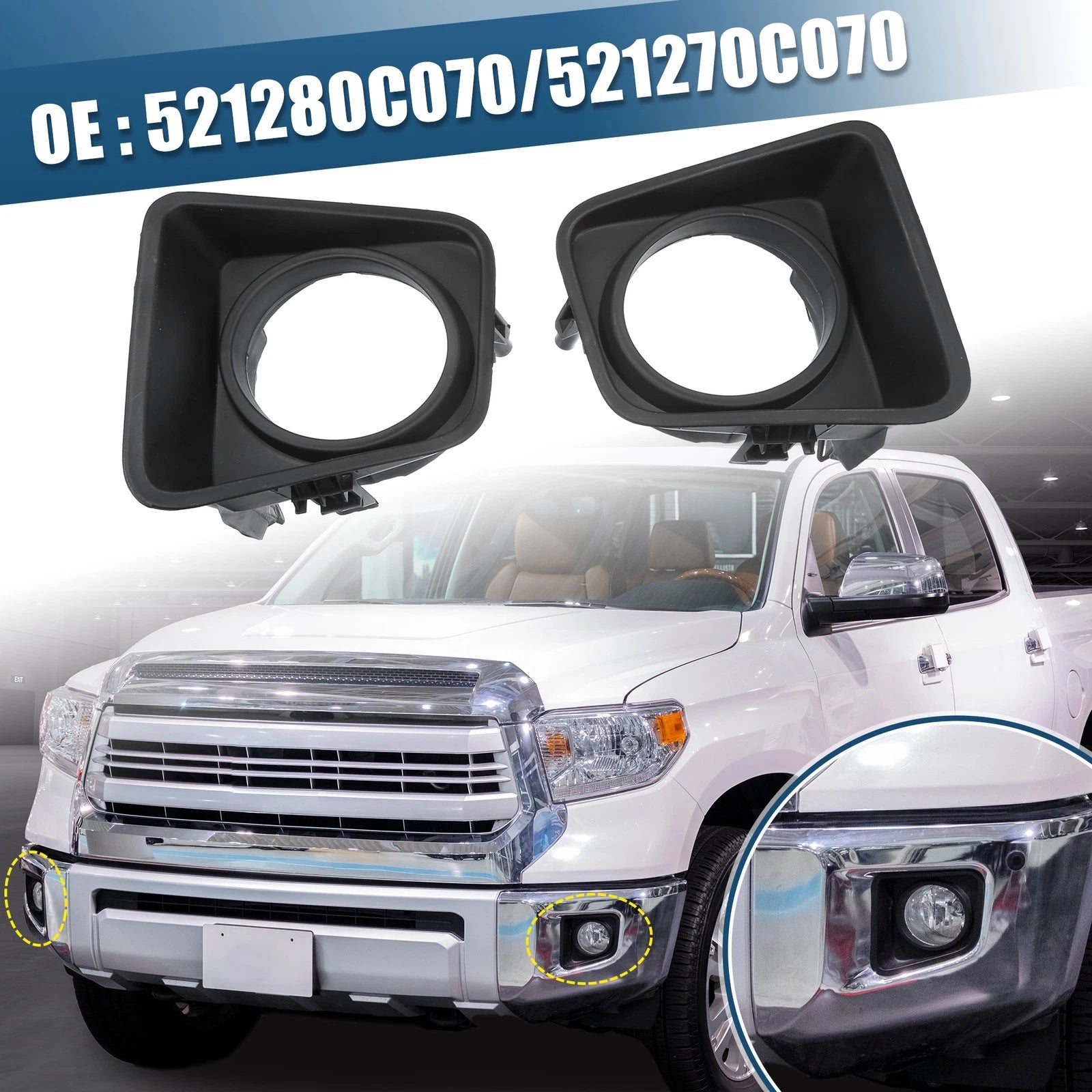 Pair Front Fog Light Grille Cover Trims Frame for Toyota (2000–2024)