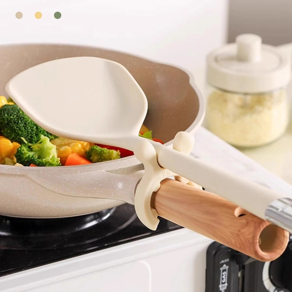 6 Pcs Heat Resistant Silicone Pot Handle Spatula Rack for Kitchen