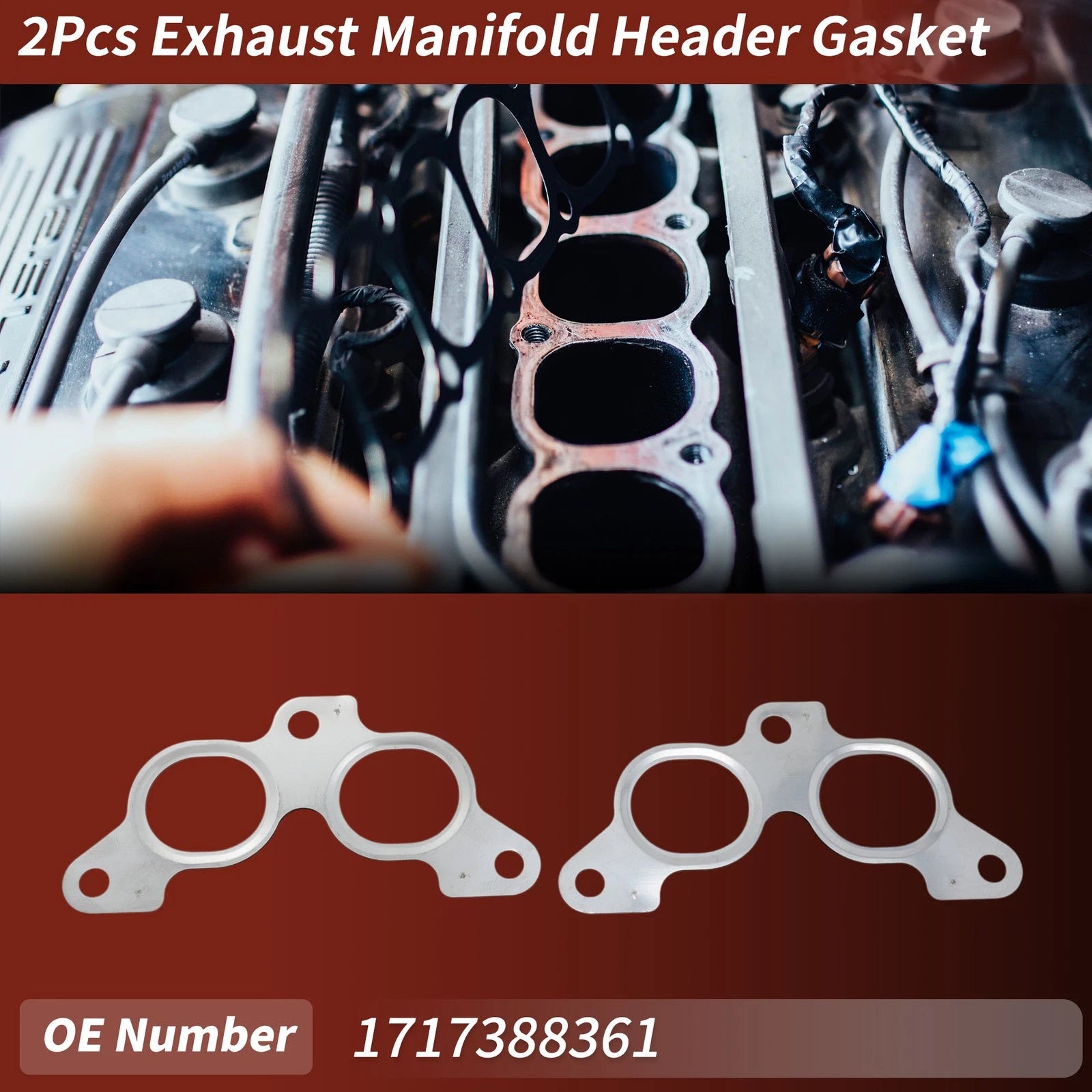 Exhaust Manifold Header Gasket 2 Pcs Replacement for Toyota Celica (1985–1989)