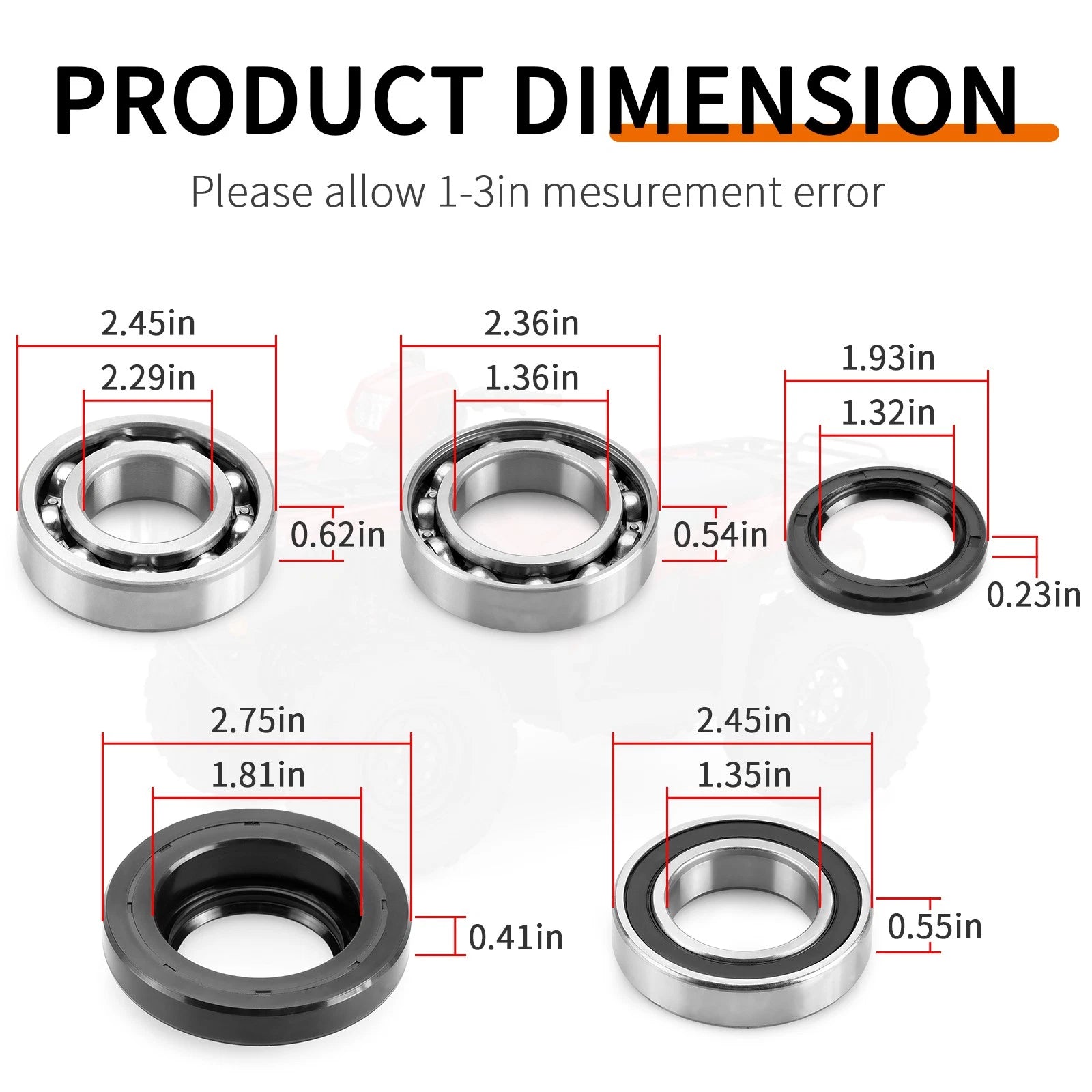 Rear Differential Bearing & Seal for Honda Foreman 500, Rubicon 500 (2005–2023) 91251-HN2-003
