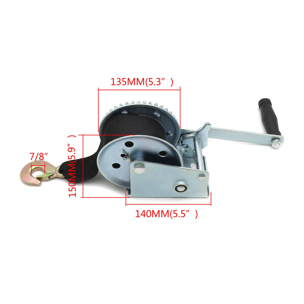 1500LB Hand Trailer Winch with Hook for Heavy Duty Towing