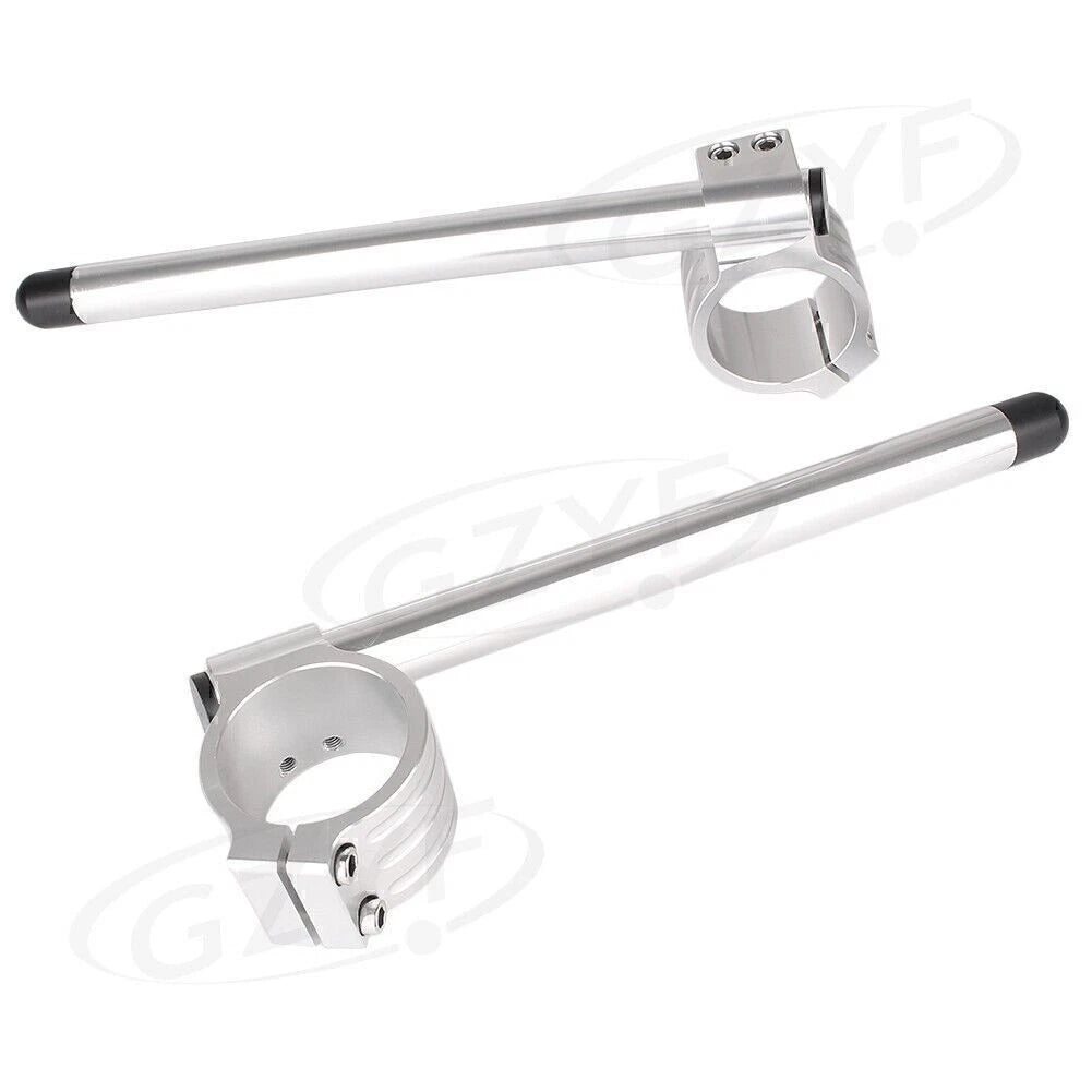 Adjustable Handle Bar Clips for 50mm Fork Tube (22mm & 7/8") Silver
