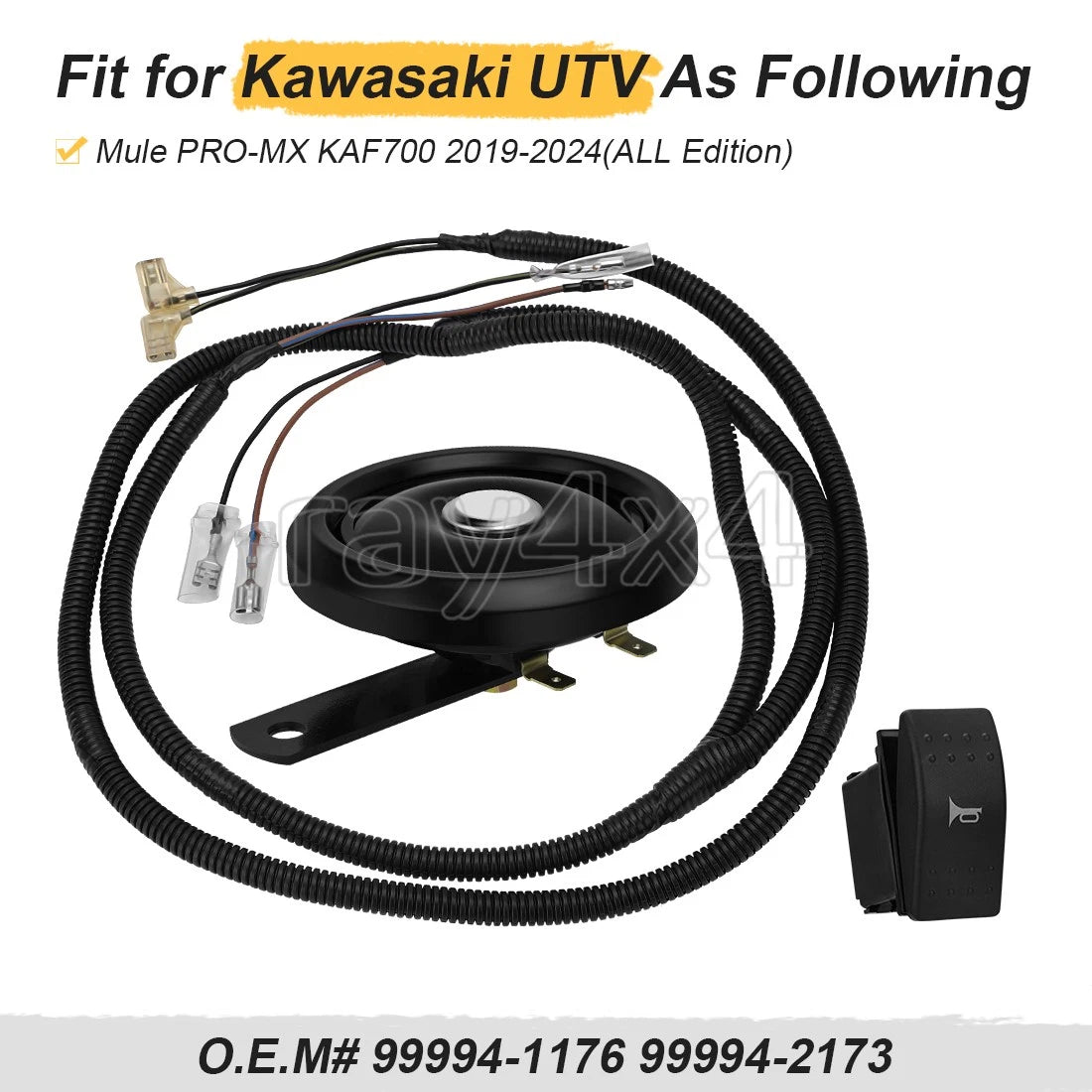 Horn Kit with Wire & Switch for Kawasaki Mule Pro (2019–2024)