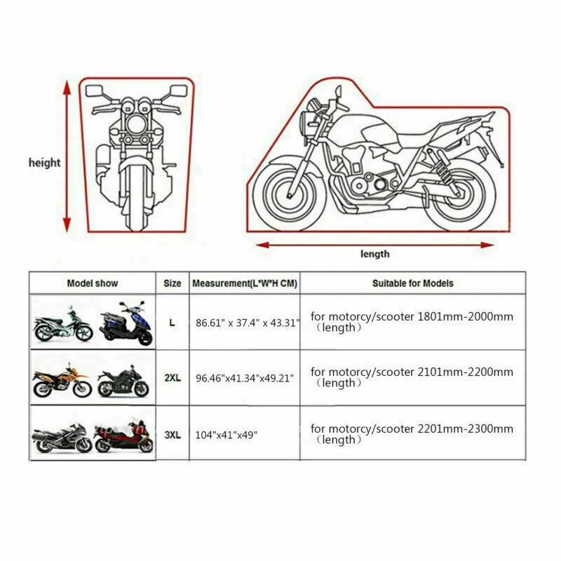Motorcycle Cover for L 86 in Bike Scooter Waterproof Outdoor Rain Protector