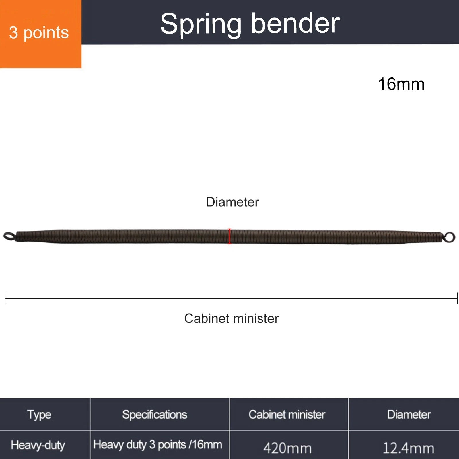 PVC Pipe Bending Tool with 4 Points Curve Spring (420mm Length)