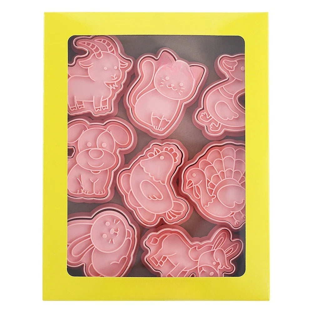 8 Piece Farm Animal Cookie Cutters for Baking Tools