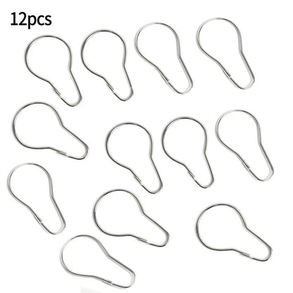 12X Stainless Steel Anti-Rust Shower Curtain Rings and Hooks