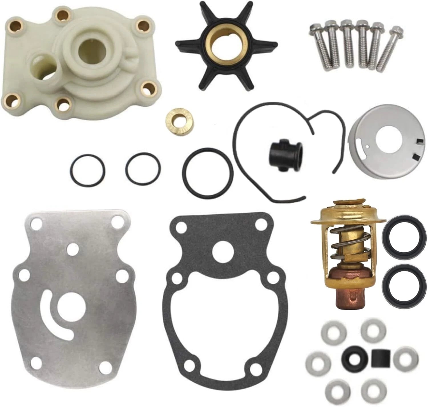 Water Pump Impeller Repair Kit 393630 w/ Thermostat 5005440 for Evinrude Johnson