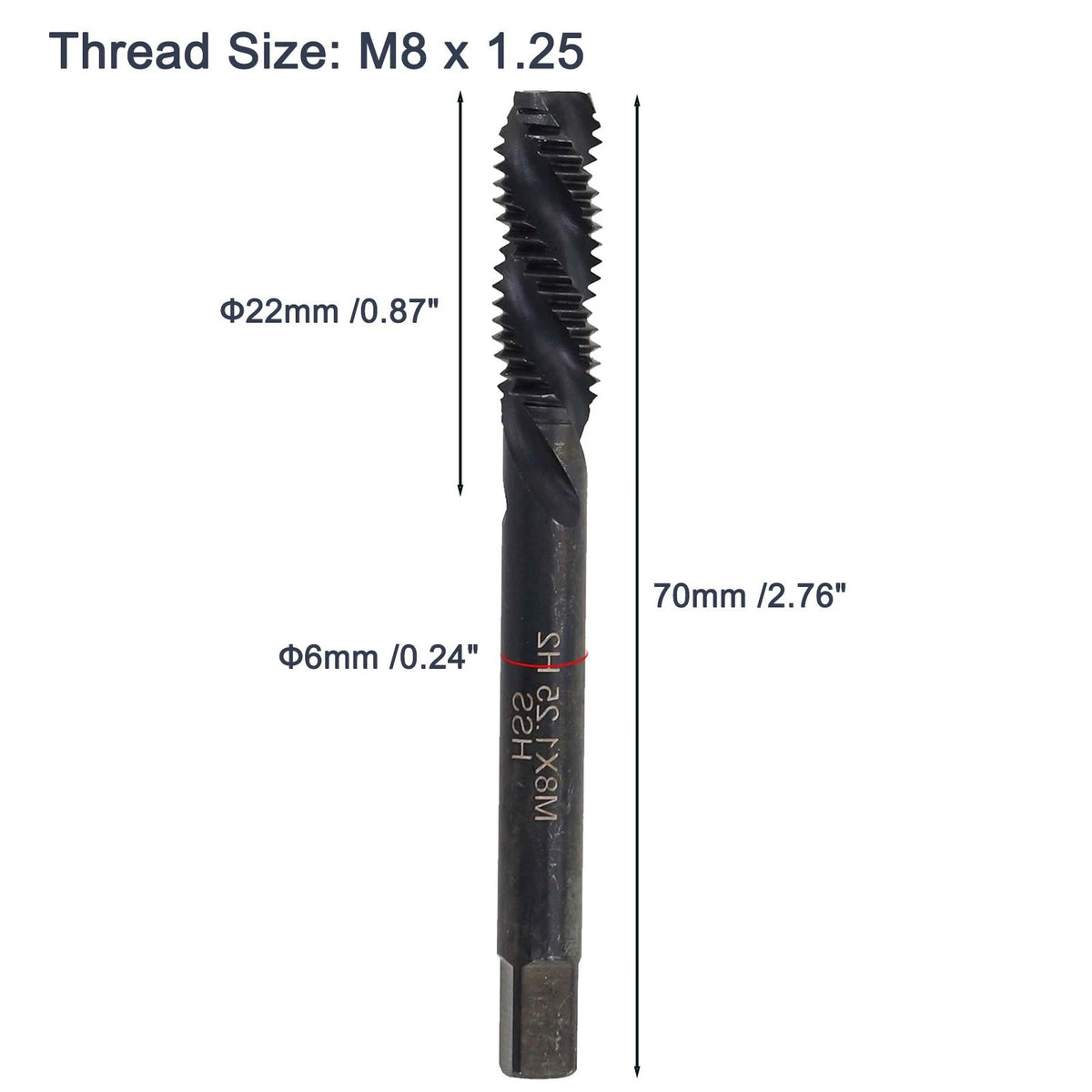 HSS Tap for Milling Machines - Upward Chip Removal, Clear Threads