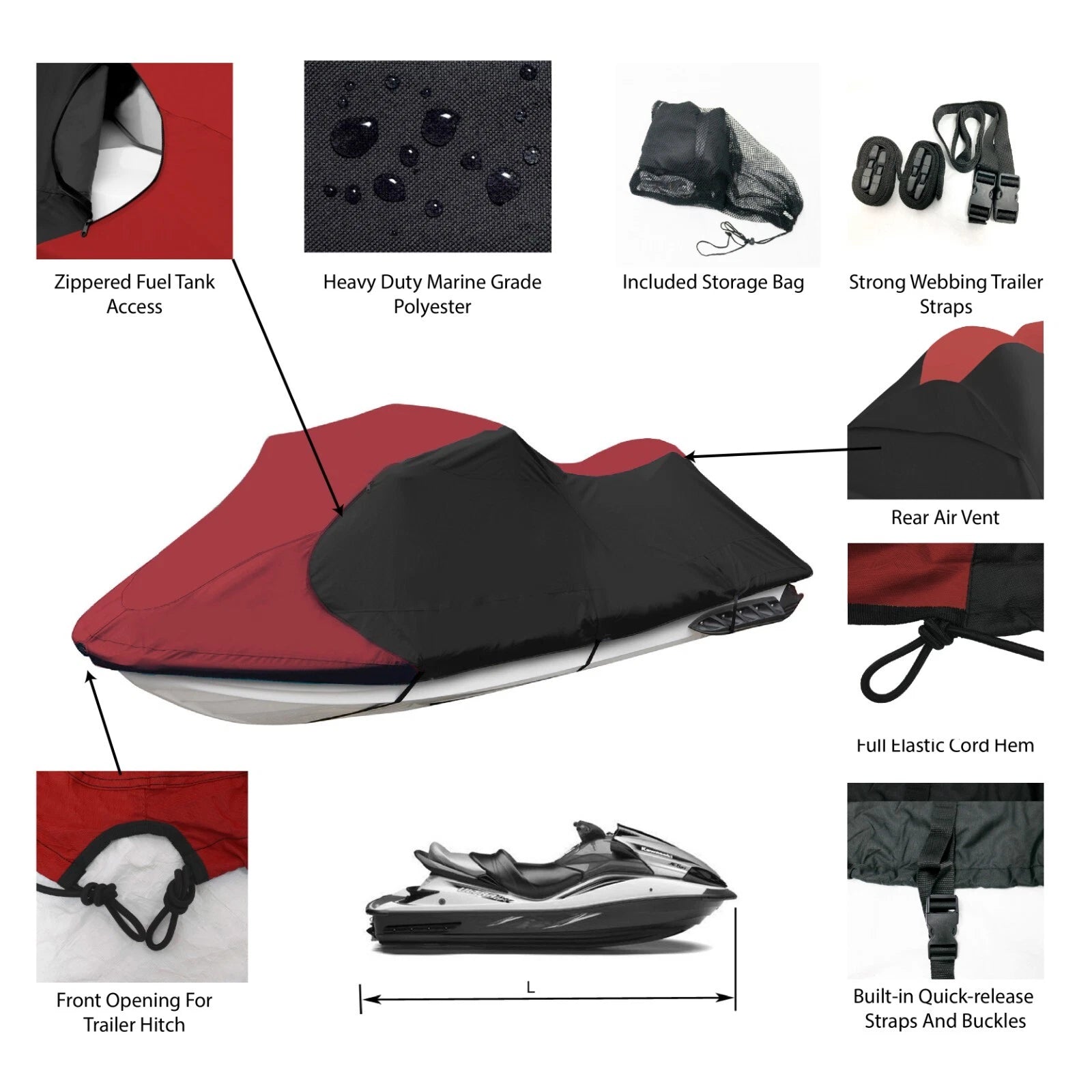 Heavy Duty Trailerable Jet Ski Cover for Sea Doo GTX 4Tec DI SC (2002–2007)