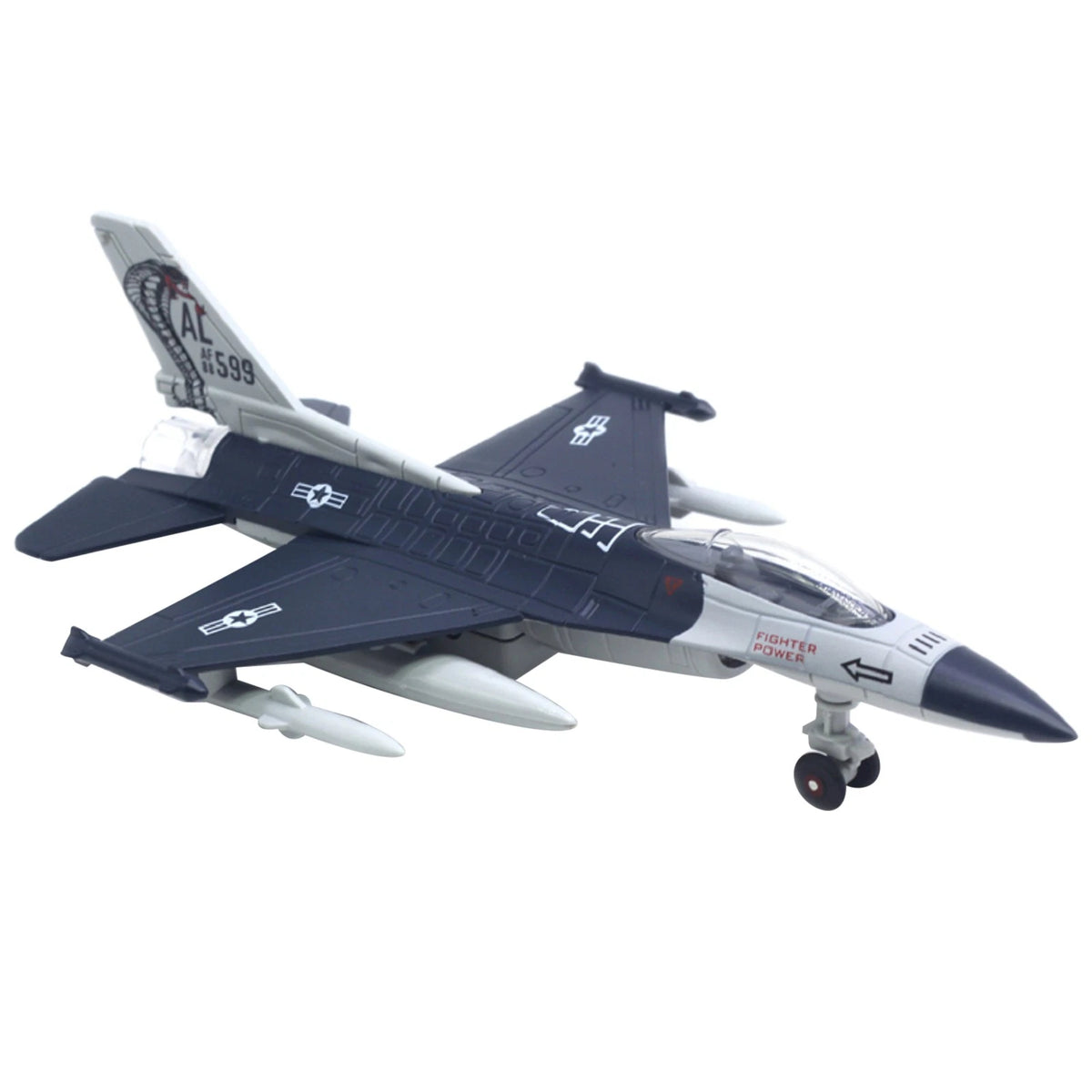 F16 Fighter Jet Alloy Model Pull Back Simulation Plane 1/100 Scale