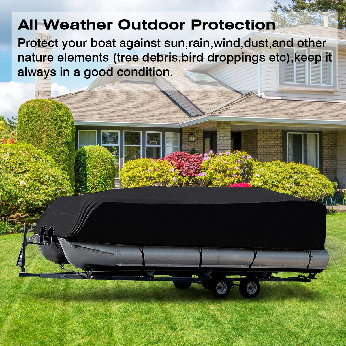 Waterproof Heavy Duty Pontoon Boat Cover 17ft-24ft UV Rain Dust Protect