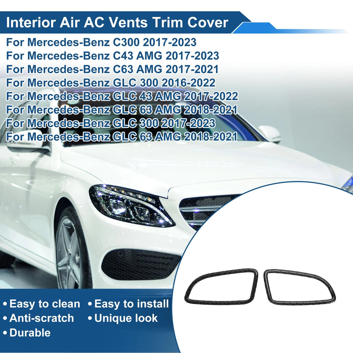 Air Conditioner Outlet Vent Trim Cover Frame for Mercedes-Benz C300 (2015–2021)