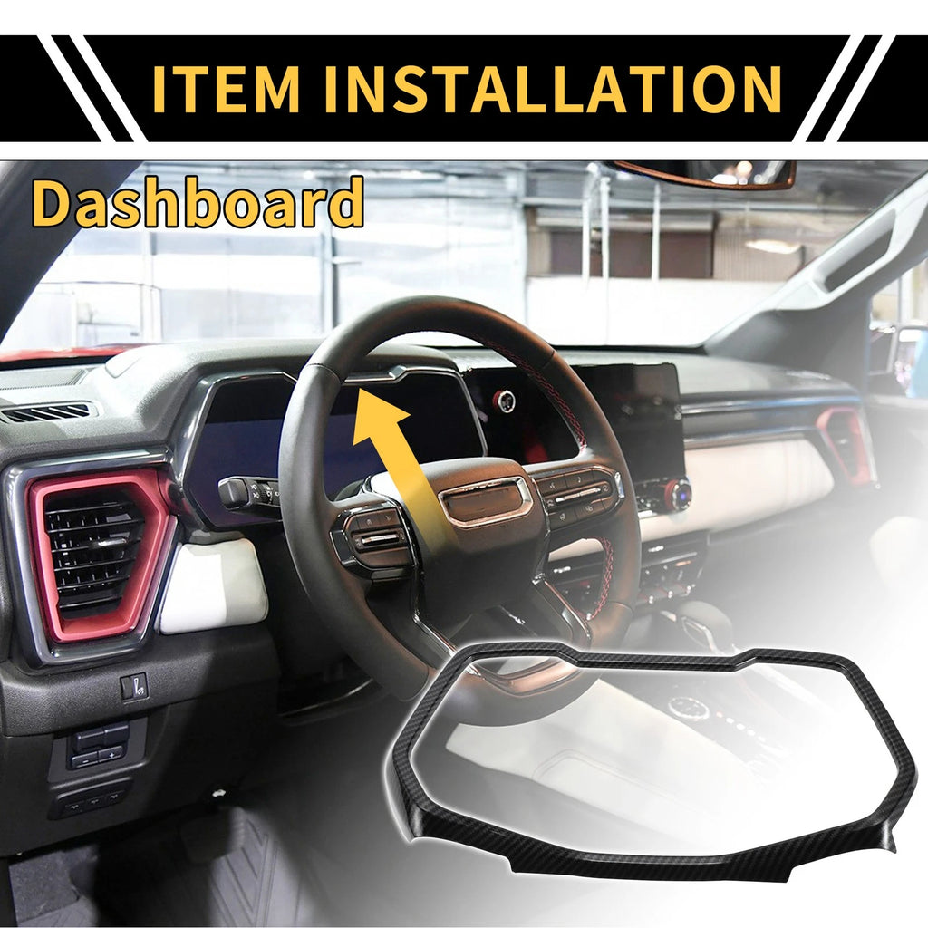 Dashboard Meter Panel Frame Cover for Chevy Colorado (2023–2024) Carbon Fiber Pattern