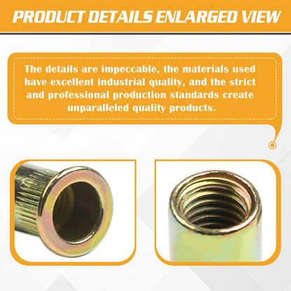 93x Rivet Nut Flat Head Threaded Nutsert for Various Applications (M3-M10)
