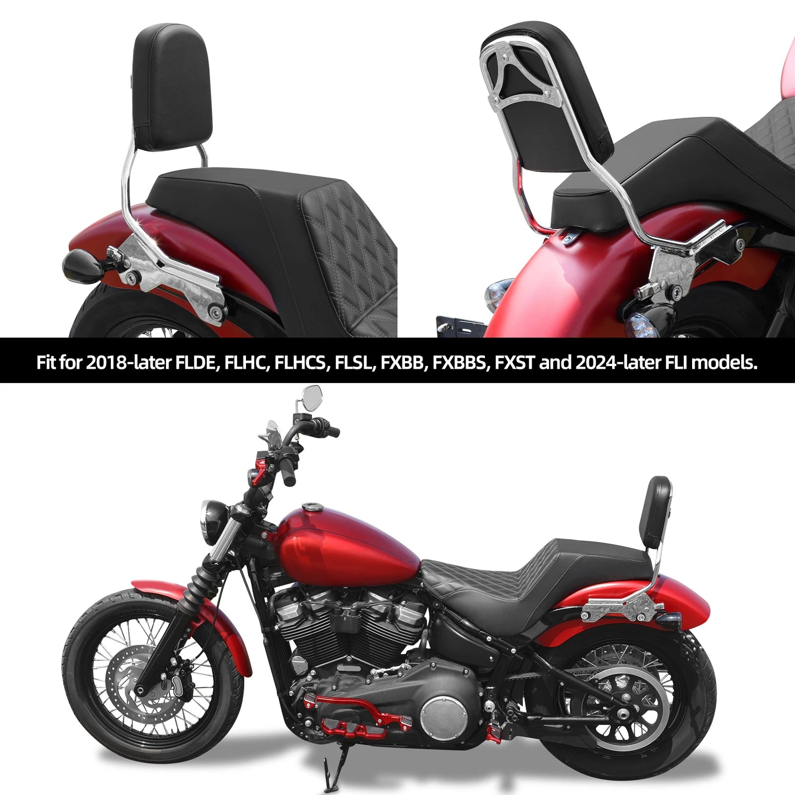 Sissybar Backrest Docking Kit for Harley Softail (2018–2023) Chrome